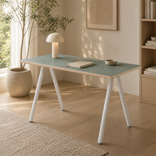 Model 203 Desk - Moss Green · White Legs